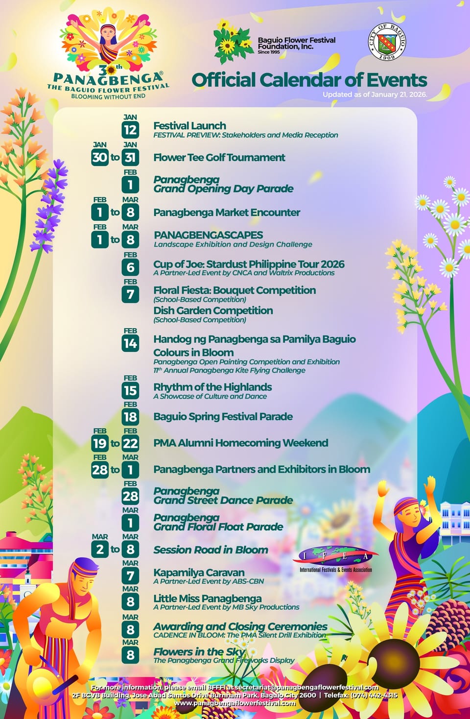 Schedule of Activities Panagbenga Flower Festival 2026